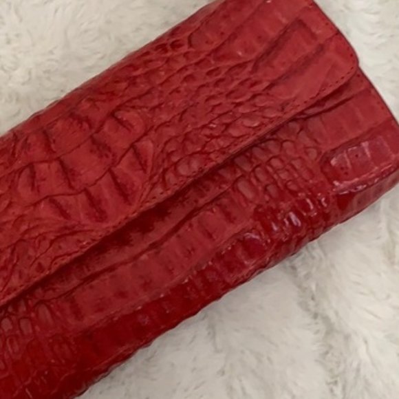 Genuine real Crocodile Clutch 10x4.5" NEW Red - Picture 7 of 7